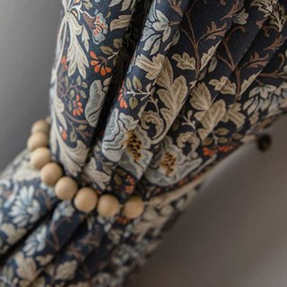 Azure Petals Navy Blue Floral Curtains 3