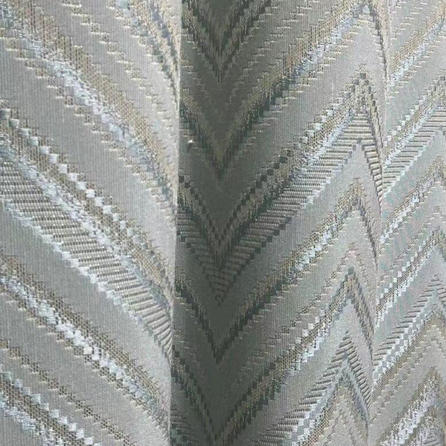 Chic Chevron Art Deco Duck Egg Blue Glitter Curtains 1