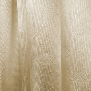 Rolling Hills Art Deco Shimmering Champagne Gold Voile Curtains 3