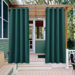 Malibu Waterproof Light Filtering Dark Green Outdoor Curtain 1