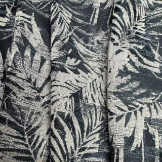 Midnight Palms Dark Ink Blue Tropical Floral Curtains 1