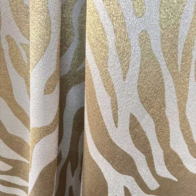 Savannah Jacquard Gold Zebra Print Curtain 1