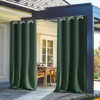 Malibu Waterproof Blackout Twill Dark Green Outdoor Curtain 2