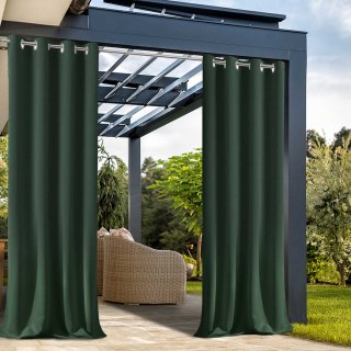 Malibu Waterproof Blackout Twill Dark Green Outdoor Curtain 1