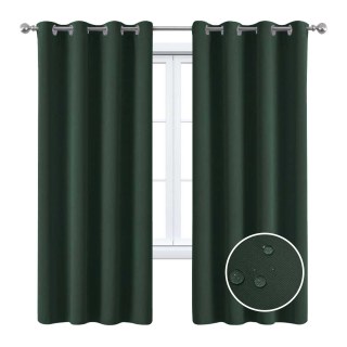 Malibu Waterproof Blackout Twill Dark Green Outdoor Curtain 3