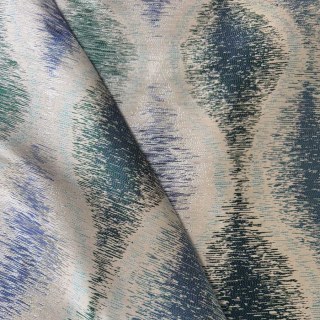 Ikat Ripples Blue and Teal Ogee Geometric Curtains