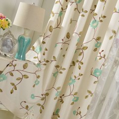 Floral Journey Linen Style Sage Embroidered Curtain
