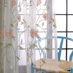 Fragrance Blue Branch Embroidered Sheer Organza Curtain 3