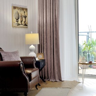 LuxeTouch Dusky Purple Lavender Chenille Curtain Drapes 4