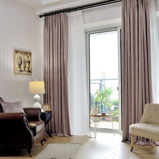 Luxury Dusky Purple Lavender Chenille Curtain Drapes 6