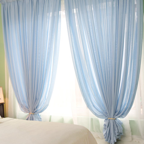 Crisscross Calm Baby Blue Textured Sheer Curtain 1