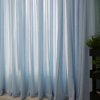 Crisscross Calm Baby Blue Textured Sheer Curtain 3
