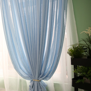 Crisscross Calm Baby Blue Textured Sheer Curtain 2