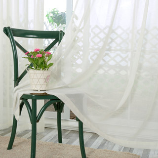 Crisscross Calm Ivory White Textured Sheer Curtain 5