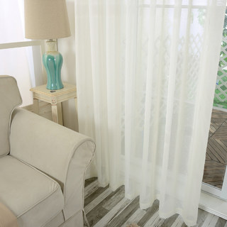 Crisscross Calm Ivory White Textured Sheer Curtain 4