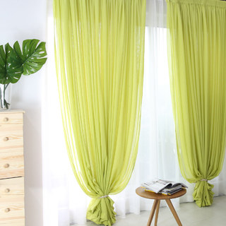 Crisscross Calm Lime Green Textured Sheer Curtain 3