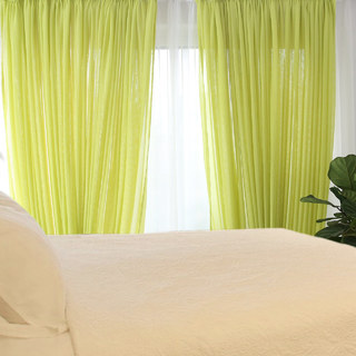Crisscross Calm Lime Green Textured Sheer Curtain 2