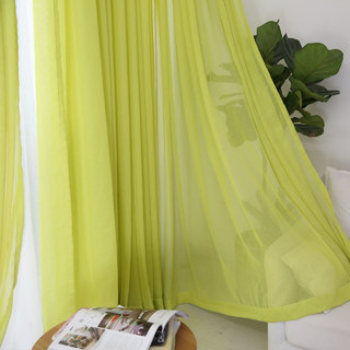 Crisscross Calm Lime Green Textured Sheer Curtain 4