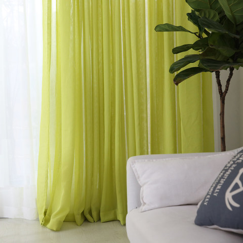 Crisscross Calm Lime Green Textured Sheer Curtain 1