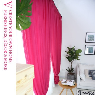 Crisscross Calm Rose Pink Textured Sheer Curtain 3