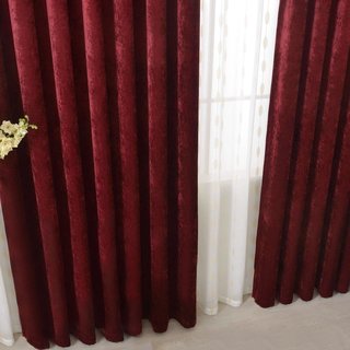 LuxeTouch Burgundy Wine Red Chenille Curtain Drapes 5