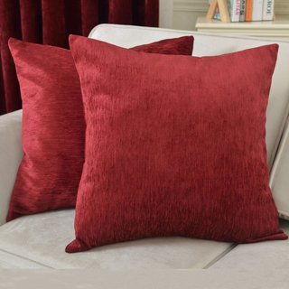 LuxeTouch Burgundy Wine Red Chenille Curtain Drapes 7