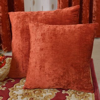 Luxury Terracotta Burnt Orange Rust Red Chenille Curtain 6