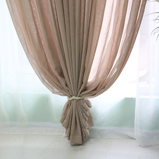 Notting Hill Mocha Light Brown Textured Sheer Curtain 1