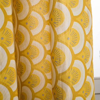 Hello Sunshine Modern Art Deco Yellow Patterned Curtain Drapes 5