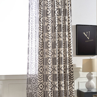 The City Sketch Black Modern Geometric Curtain