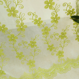 Touch Of Grace Embroidered Lime Green Flower Sheer Curtain 8