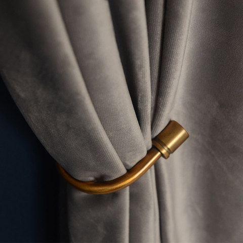 Fine Light Gray Velvet Curtain Drapes 1