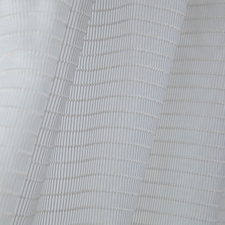 Tide 3D Jacquard Horizontal Striped Grid Light Gray Sheer Curtain 5