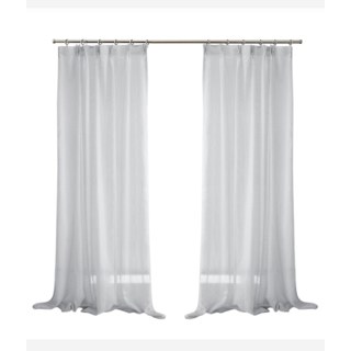 Tide 3D Jacquard Horizontal Striped Grid Light Gray Sheer Curtain 4