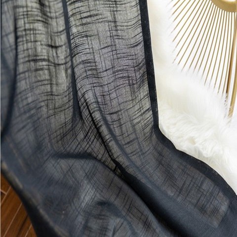 Touch of Sunshine Black Heavy Semi Sheer Curtain 1