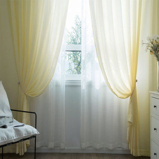 Satiny Touch Textured Buttercup Yellow Sheer Curtain 3