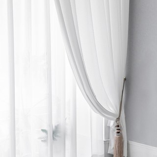 Funkier White Crushed Sheer Curtain With Bold Stripes 7