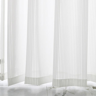 Sun Rays Bold Striped White Chiffon Sheer Curtain