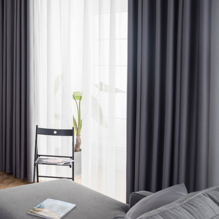 Superthick Light Gray 100% Blackout Curtain Drapes 6