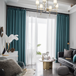 Superthick Turquoise Green Blackout Curtain Drapes 2