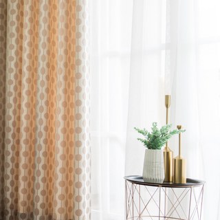 Beaded Lines Light Brown Dots and Stripes Mid Century Modern Chenille Curtain 5