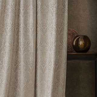 New Classics Luxury Damask Jacquard Silky Cream Champagne Gold Curtains