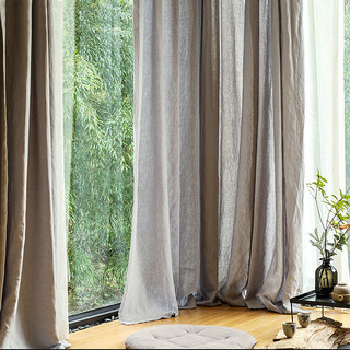 Provencal Pure Flax Linen Light Gray Heavy Semi Sheer Curtain 5