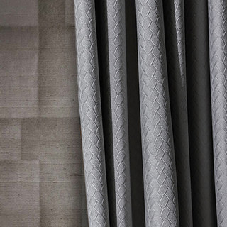 Scandinavian Basketweave Textured Ash Gray Velvet Blackout Curtains 3