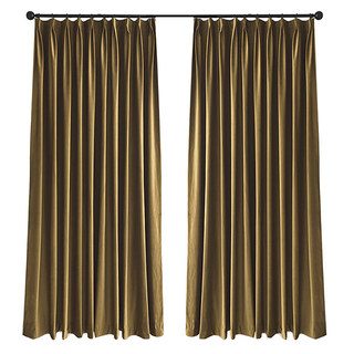 Fine Mustard Yellow Antique Gold Velvet Curtains 3