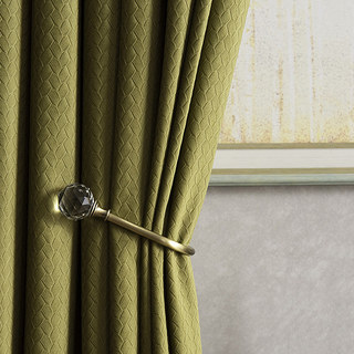 Scandinavian Basketweave Olive Green Embossed Velvet Blackout Curtains 3