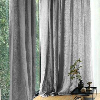 Wabi Sabi Pure Flax Linen Gray Heavy Sheer Curtain 3