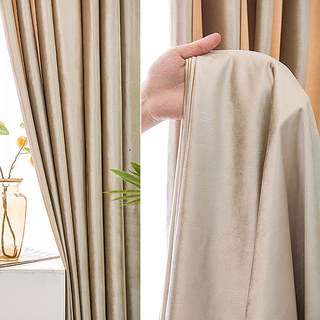 Luxury Metallic Cream Champagne Gold Velvet Curtain Drapes 3