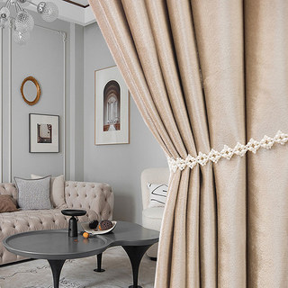 Luxury Metallic Cream Champagne Gold Velvet Curtain Drapes 2