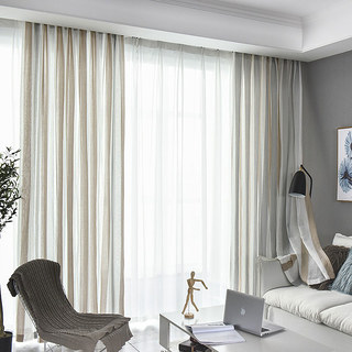 Moondance Haze Blue Mocha Striped Semi Sheer Curtains 4